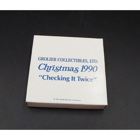 Disney Ornament Checking It Twice 1990 Mickey Donald Disk Grolier Collectibles - Picture 4 of 4